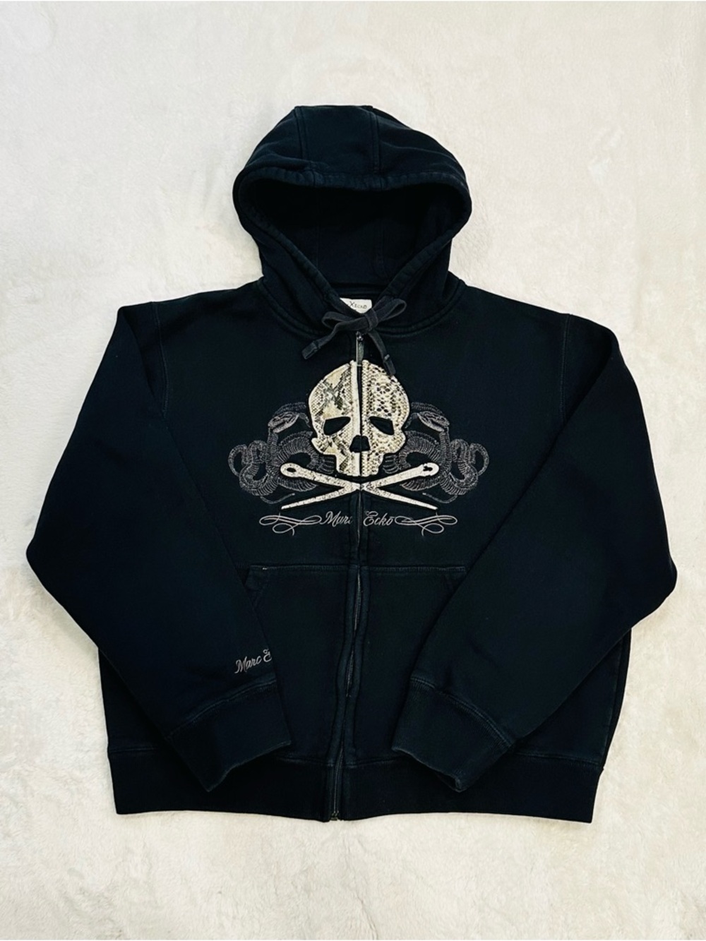 VTG Marc Ecko Cut & Sew Hoodie XL Deadly Threads Snakeskin Skull Cobra Y2K As Is